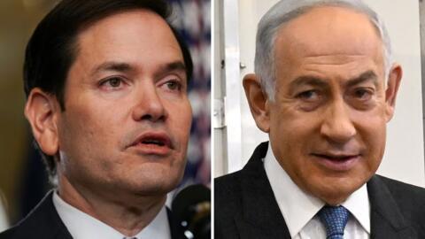 وزير خارجية الولايات المتحدة ماركو روبيو؛ ورئيس وزراء إسرائيل بنيامين نتنياهو. (تصوير