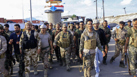 مقاتلون من المجلس الانتقالي الجنوبي الانفصالي في اليمن في مدينة عدن يوم 26 أبريل 2020