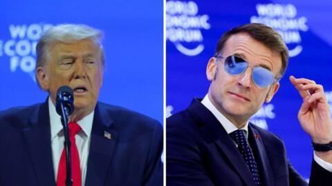 تهكم ترامب على نظارات إيمانويل ماكرون الشمسية خلال خطابه في دافوس